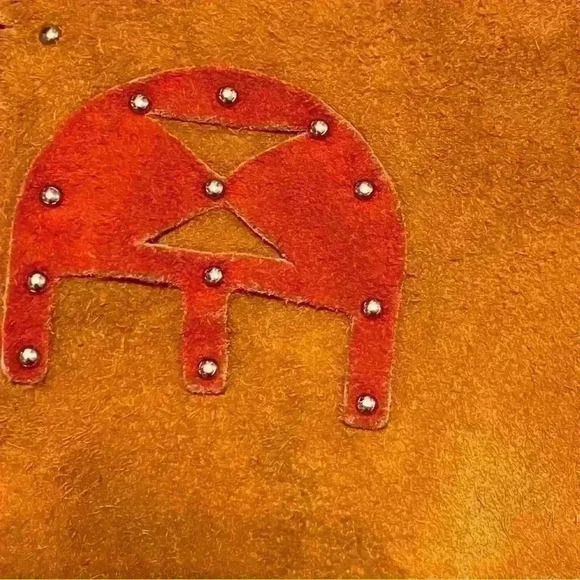 Leather suede childs chaps with fringe and beads western wear costume vintage - Picture 7 of 8